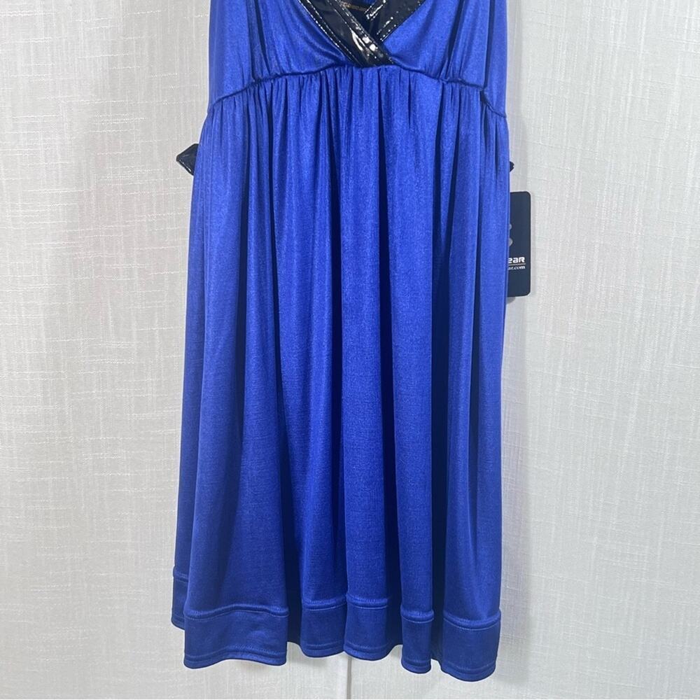 Rocawear NWT Blue Faux Patent Leather Buckle Strap Mini Babydoll Dress Size L - Picture 4 of 15